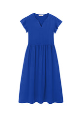 Fantaslook Summer Dresses for Women Ruffle Sleeve V Neck Midi Dresses Fashion Casual Flowy Vacation Sundress
