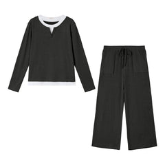 UVN Fall 2 Peice outfit set for Women Color Block Tops and Wide Leg Pants Ladies Sweatsuit Casual Matching Set