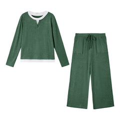 UVN Fall 2 Peice outfit set for Women Color Block Tops and Wide Leg Pants Ladies Sweatsuit Casual Matching Set
