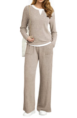 UVN Fall 2 Peice outfit set for Women Color Block Tops and Wide Leg Pants Ladies Sweatsuit Casual Matching Set