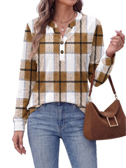 Fantaslook V Neck Button Sweatshirt for Women Pullover Long Sleeve Shirts Fall Fashion Tunic Tops