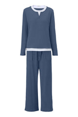 UVN Fall 2 Peice outfit set for Women Color Block Tops and Wide Leg Pants Ladies Sweatsuit Casual Matching Set