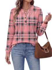 Fantaslook V Neck Button Sweatshirt for Women Pullover Long Sleeve Shirts Fall Fashion Tunic Tops