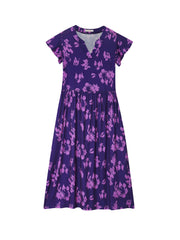 Fantaslook Summer Dresses for Women Ruffle Sleeve V Neck Midi Dresses Fashion Casual Flowy Vacation Sundress