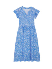 Fantaslook Summer Dresses for Women Ruffle Sleeve V Neck Midi Dresses Fashion Casual Flowy Vacation Sundress