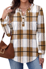 Fantaslook V Neck Button Sweatshirt for Women Pullover Long Sleeve Shirts Fall Fashion Tunic Tops