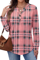 Fantaslook V Neck Button Sweatshirt for Women Pullover Long Sleeve Shirts Fall Fashion Tunic Tops