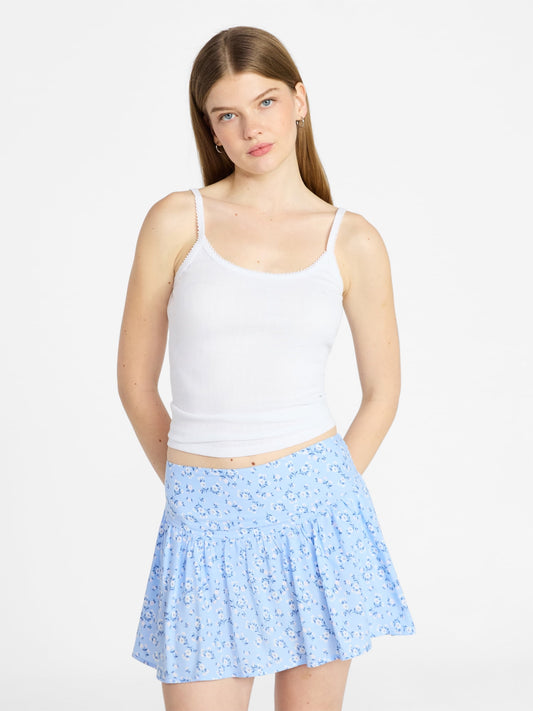 No Boundaries Women's Pointelle Tank Top, Vivid White, Sizes XXS-XXL