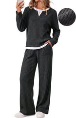 UVN Fall 2 Peice outfit set for Women Color Block Tops and Wide Leg Pants Ladies Sweatsuit Casual Matching Set