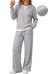 UVN Fall 2 Peice outfit set for Women Color Block Tops and Wide Leg Pants Ladies Sweatsuit Casual Matching Set