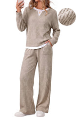 UVN Fall 2 Peice outfit set for Women Color Block Tops and Wide Leg Pants Ladies Sweatsuit Casual Matching Set