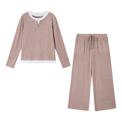 UVN Fall 2 Peice outfit set for Women Color Block Tops and Wide Leg Pants Ladies Sweatsuit Casual Matching Set