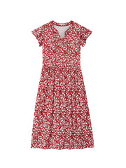 Fantaslook Summer Dresses for Women Ruffle Sleeve V Neck Midi Dresses Fashion Casual Flowy Vacation Sundress
