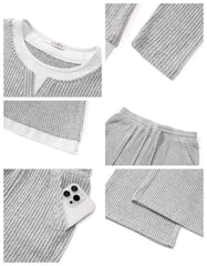 UVN Fall 2 Peice outfit set for Women Color Block Tops and Wide Leg Pants Ladies Sweatsuit Casual Matching Set