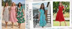 Fantaslook Summer Dresses for Women Ruffle Sleeve V Neck Midi Dresses Fashion Casual Flowy Vacation Sundress