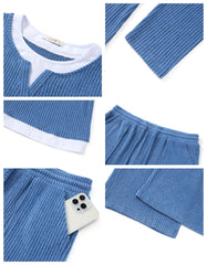 UVN Fall 2 Peice outfit set for Women Color Block Tops and Wide Leg Pants Ladies Sweatsuit Casual Matching Set