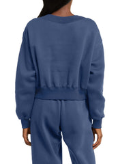 DOKOTOO Sweatsuits for Women 2 Piece Outfits Oversized Casual V Neck Sweatshirt with Wide Leg Sweatpants Tracksuit Jogger Set