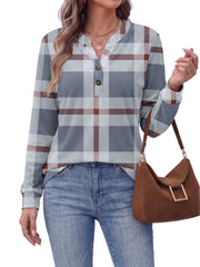 Fantaslook V Neck Button Sweatshirt for Women Pullover Long Sleeve Shirts Fall Fashion Tunic Tops