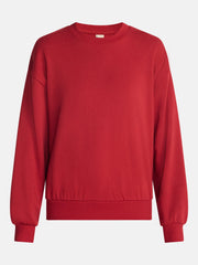 No Boundaries Women's Relaxed-Fit Crewneck Pullover Sleep Top, Long Sleeve, Platinum Silver Heather, 2X