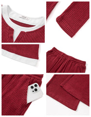 UVN Fall 2 Peice outfit set for Women Color Block Tops and Wide Leg Pants Ladies Sweatsuit Casual Matching Set