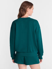 No Boundaries Women's Relaxed-Fit Crewneck Pullover Sleep Top, Long Sleeve, Platinum Silver Heather, 2X