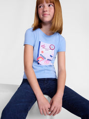 Wonder Nation Girls Embroidered Graphic T-Shirt with Short Sleeves, Sizes 4-18 & Plus