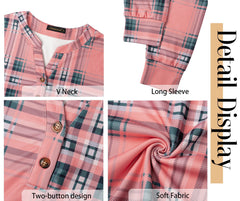 Fantaslook V Neck Button Sweatshirt for Women Pullover Long Sleeve Shirts Fall Fashion Tunic Tops