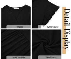 Fantaslook Summer Dresses for Women Ruffle Sleeve V Neck Midi Dresses Fashion Casual Flowy Vacation Sundress