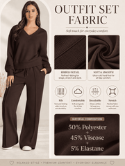 DOKOTOO Sweatsuits for Women 2 Piece Outfits Oversized Casual V Neck Sweatshirt with Wide Leg Sweatpants Tracksuit Jogger Set