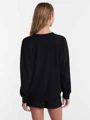 No Boundaries Women's Relaxed-Fit Crewneck Pullover Sleep Top, Long Sleeve, Platinum Silver Heather, 2X