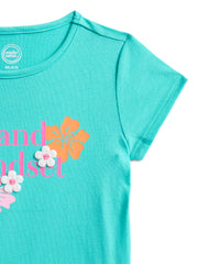 Wonder Nation Girls Embroidered Graphic T-Shirt with Short Sleeves, Sizes 4-18 & Plus