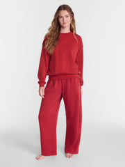 No Boundaries Women's Relaxed-Fit Crewneck Pullover Sleep Top, Long Sleeve, Platinum Silver Heather, 2X