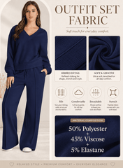 DOKOTOO Sweatsuits for Women 2 Piece Outfits Oversized Casual V Neck Sweatshirt with Wide Leg Sweatpants Tracksuit Jogger Set