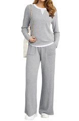UVN Fall 2 Peice outfit set for Women Color Block Tops and Wide Leg Pants Ladies Sweatsuit Casual Matching Set
