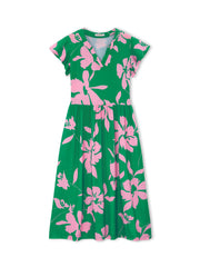 Fantaslook Summer Dresses for Women Ruffle Sleeve V Neck Midi Dresses Fashion Casual Flowy Vacation Sundress