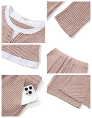 UVN Fall 2 Peice outfit set for Women Color Block Tops and Wide Leg Pants Ladies Sweatsuit Casual Matching Set