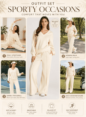 DOKOTOO Sweatsuits for Women 2 Piece Outfits Oversized Casual V Neck Sweatshirt with Wide Leg Sweatpants Tracksuit Jogger Set