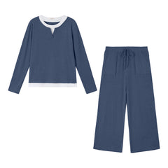 UVN Fall 2 Peice outfit set for Women Color Block Tops and Wide Leg Pants Ladies Sweatsuit Casual Matching Set