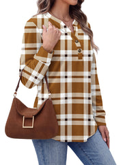 Fantaslook V Neck Button Sweatshirt for Women Pullover Long Sleeve Shirts Fall Fashion Tunic Tops