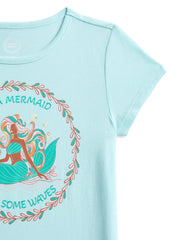 Wonder Nation Girls Embroidered Graphic T-Shirt with Short Sleeves, Sizes 4-18 & Plus
