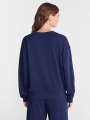 No Boundaries Women's Relaxed-Fit Crewneck Pullover Sleep Top, Long Sleeve, Platinum Silver Heather, 2X