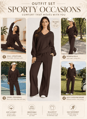 DOKOTOO Sweatsuits for Women 2 Piece Outfits Oversized Casual V Neck Sweatshirt with Wide Leg Sweatpants Tracksuit Jogger Set