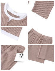 UVN Fall 2 Peice outfit set for Women Color Block Tops and Wide Leg Pants Ladies Sweatsuit Casual Matching Set