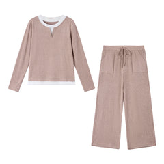 UVN Fall 2 Peice outfit set for Women Color Block Tops and Wide Leg Pants Ladies Sweatsuit Casual Matching Set