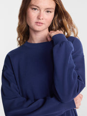No Boundaries Women's Relaxed-Fit Crewneck Pullover Sleep Top, Long Sleeve, Platinum Silver Heather, 2X