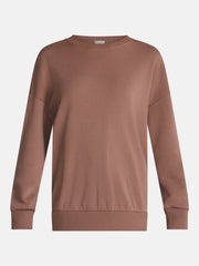 No Boundaries Women's Relaxed-Fit Crewneck Pullover Sleep Top, Long Sleeve, Platinum Silver Heather, 2X