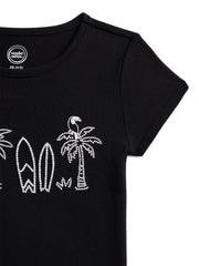 Wonder Nation Girls Embroidered Graphic T-Shirt with Short Sleeves, Sizes 4-18 & Plus