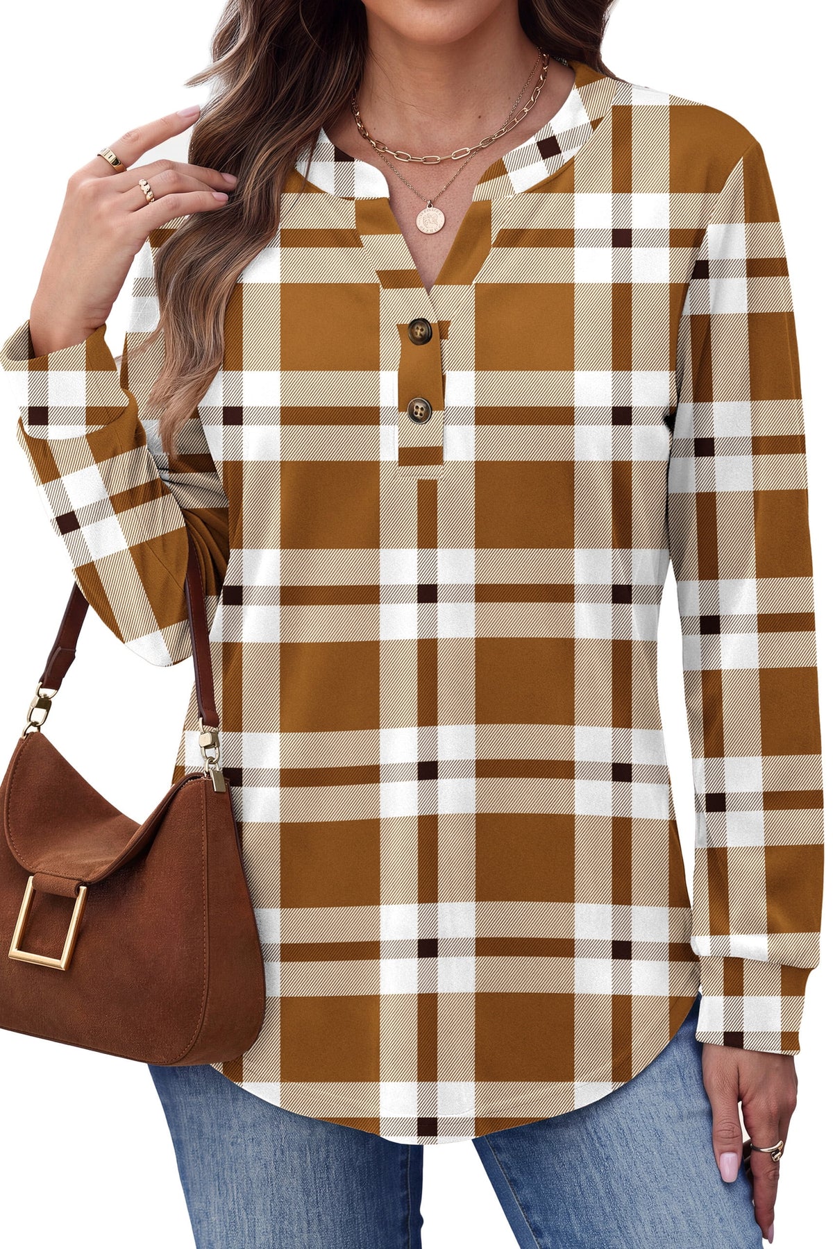 Fantaslook V Neck Button Sweatshirt for Women Pullover Long Sleeve Shirts Fall Fashion Tunic Tops