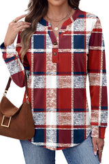 Fantaslook V Neck Button Sweatshirt for Women Pullover Long Sleeve Shirts Fall Fashion Tunic Tops