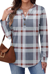 Fantaslook V Neck Button Sweatshirt for Women Pullover Long Sleeve Shirts Fall Fashion Tunic Tops